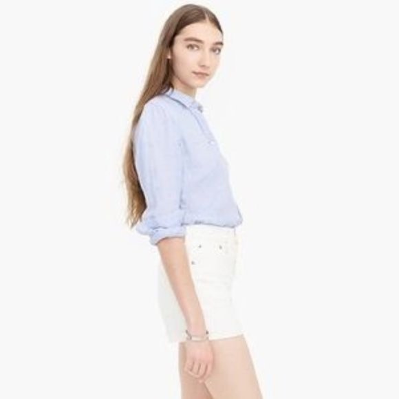 J. Crew Women's Cut-Off Button Fly White Denim Short High Rise 98% Cotton Sz 25 - Picture 2 of 13